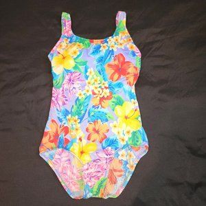 1990s Vintage one-piece swimsuit. Brand New- Never worn. Hawaiian Aloha flower p